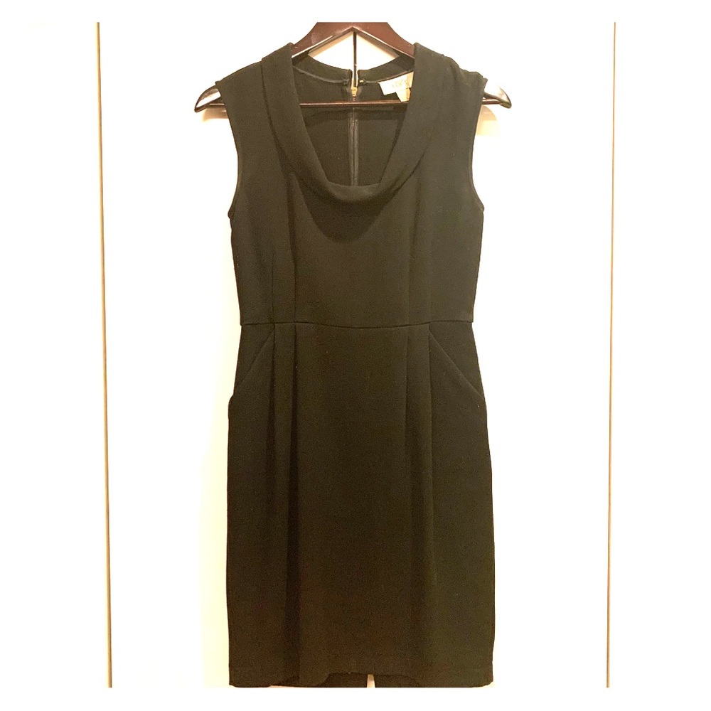 Ann Taylor LOFT black wool drop collar dress